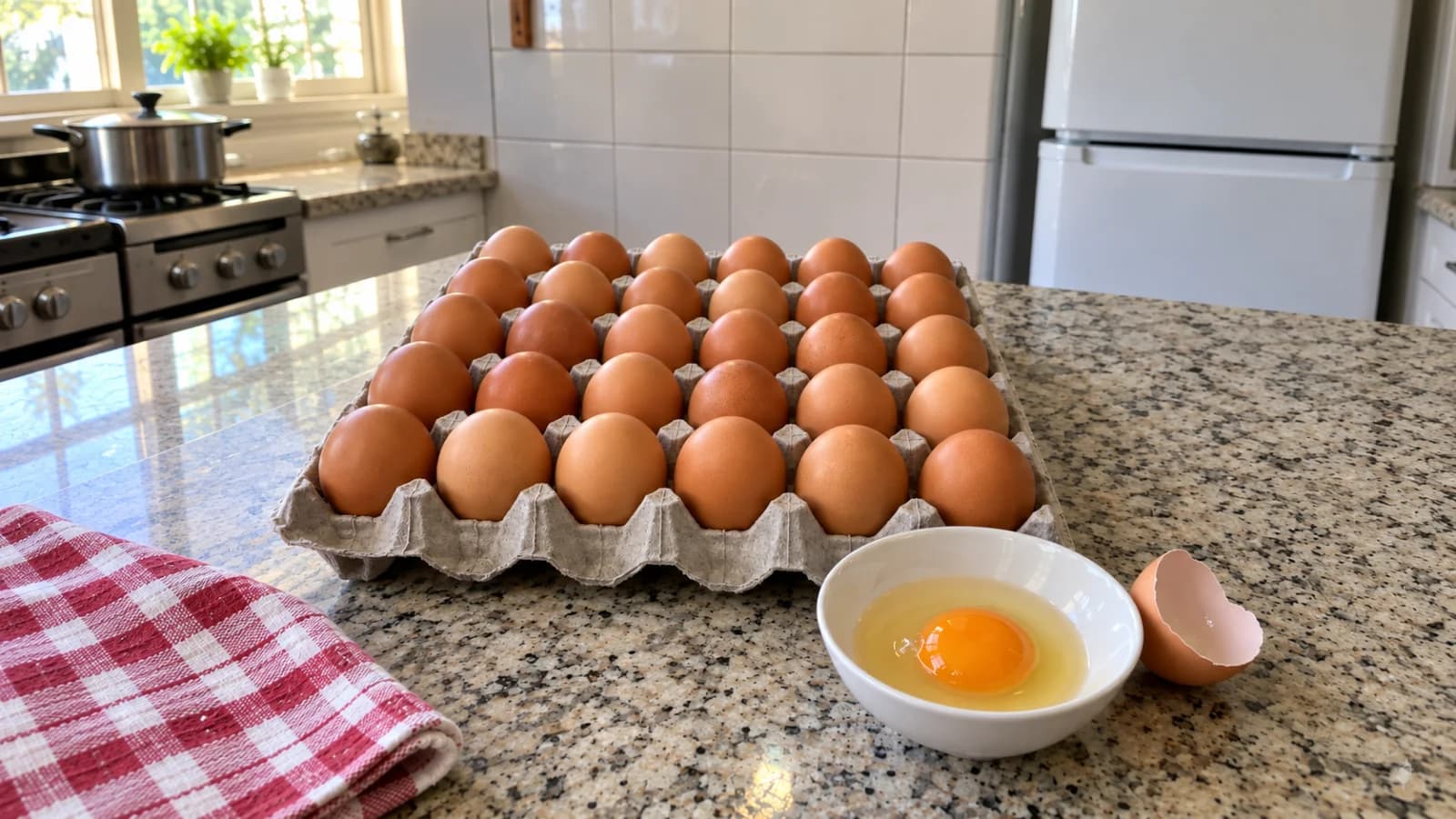 Maple de huevos.